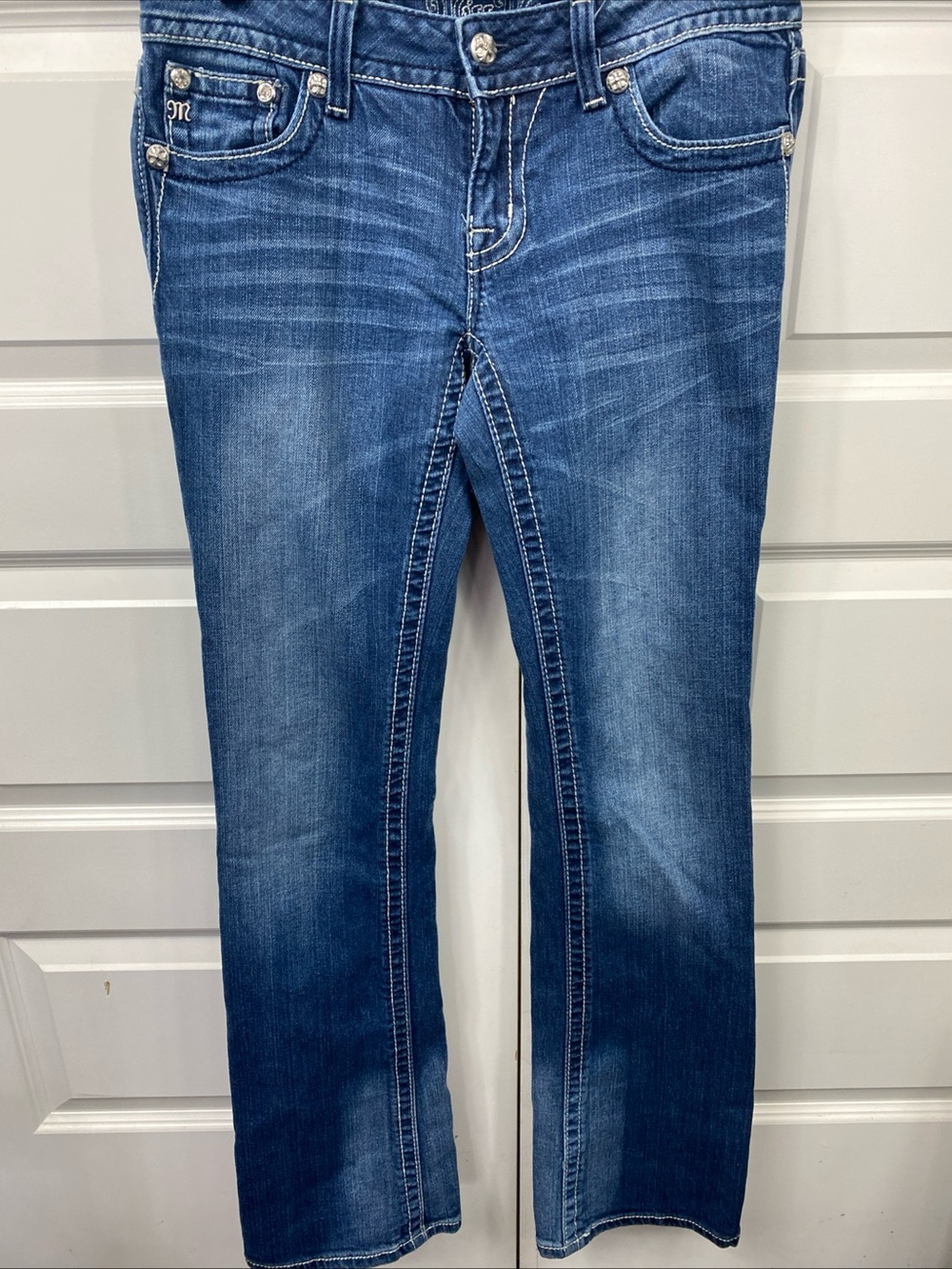 Miss Me Boot JP5369B Jeans Women’s Bootcut Rhinestone Fleur De Lis Y2K 28x33